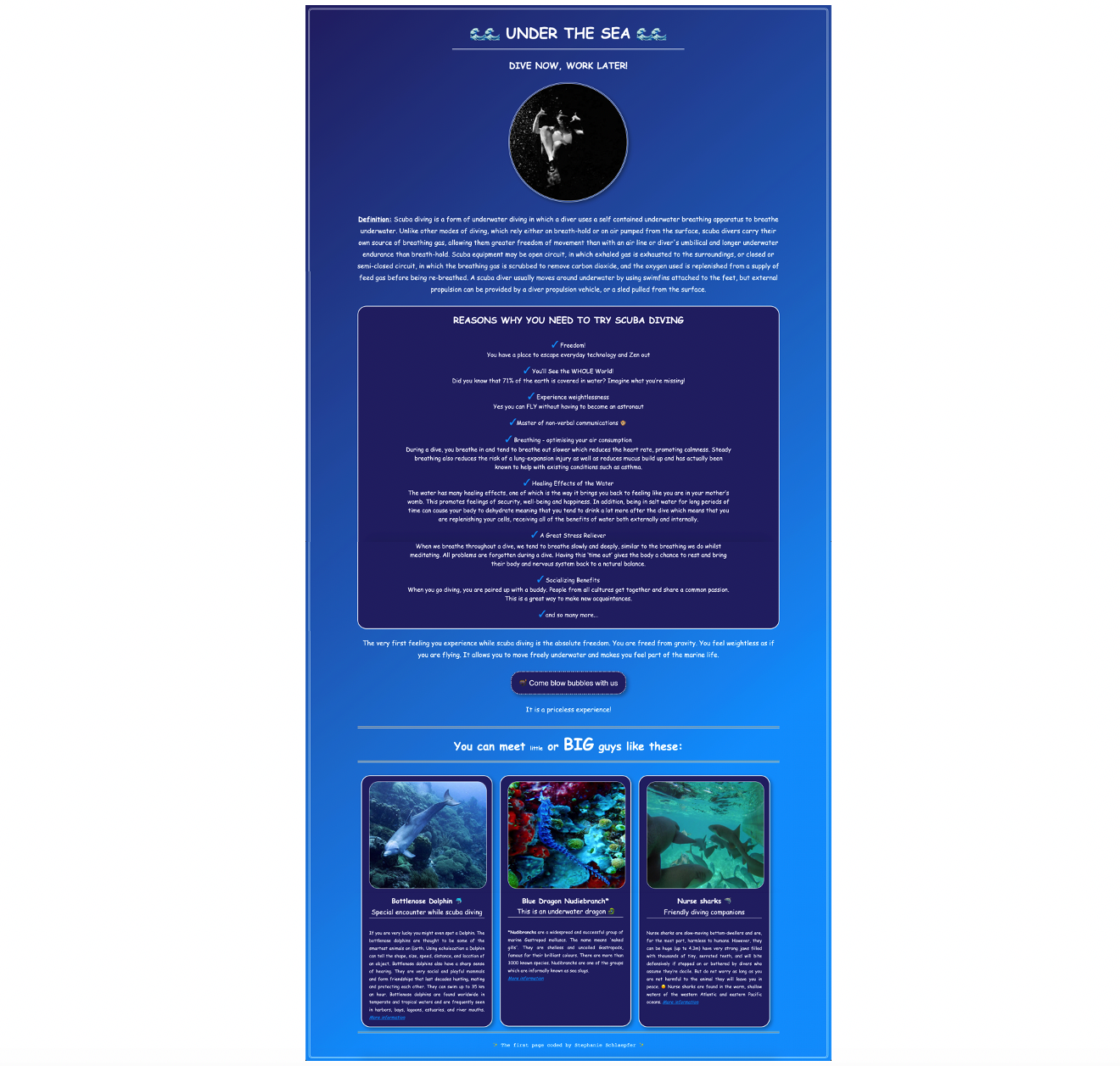 Landing page Scuba Diving