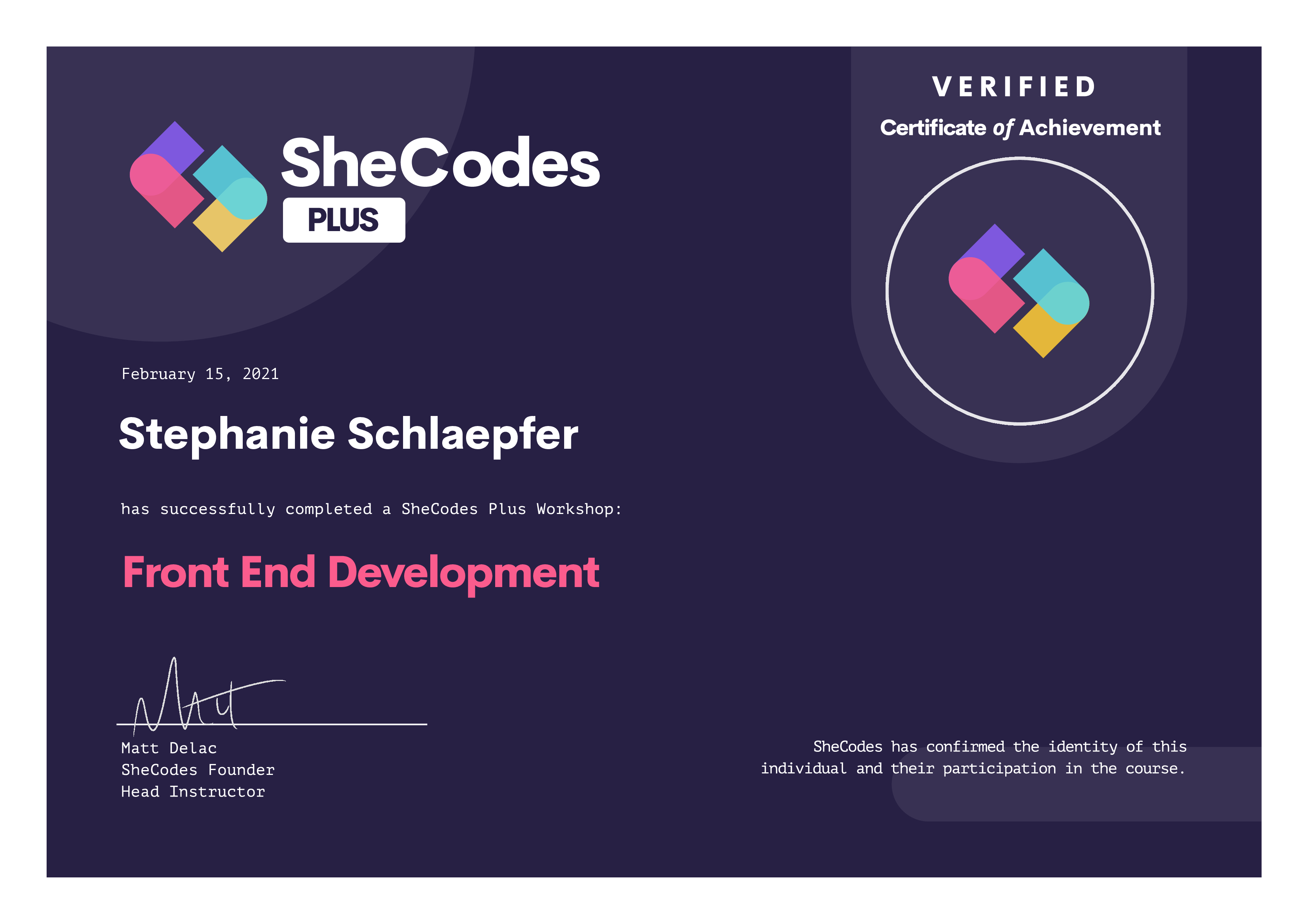 Certificate - Front End Development