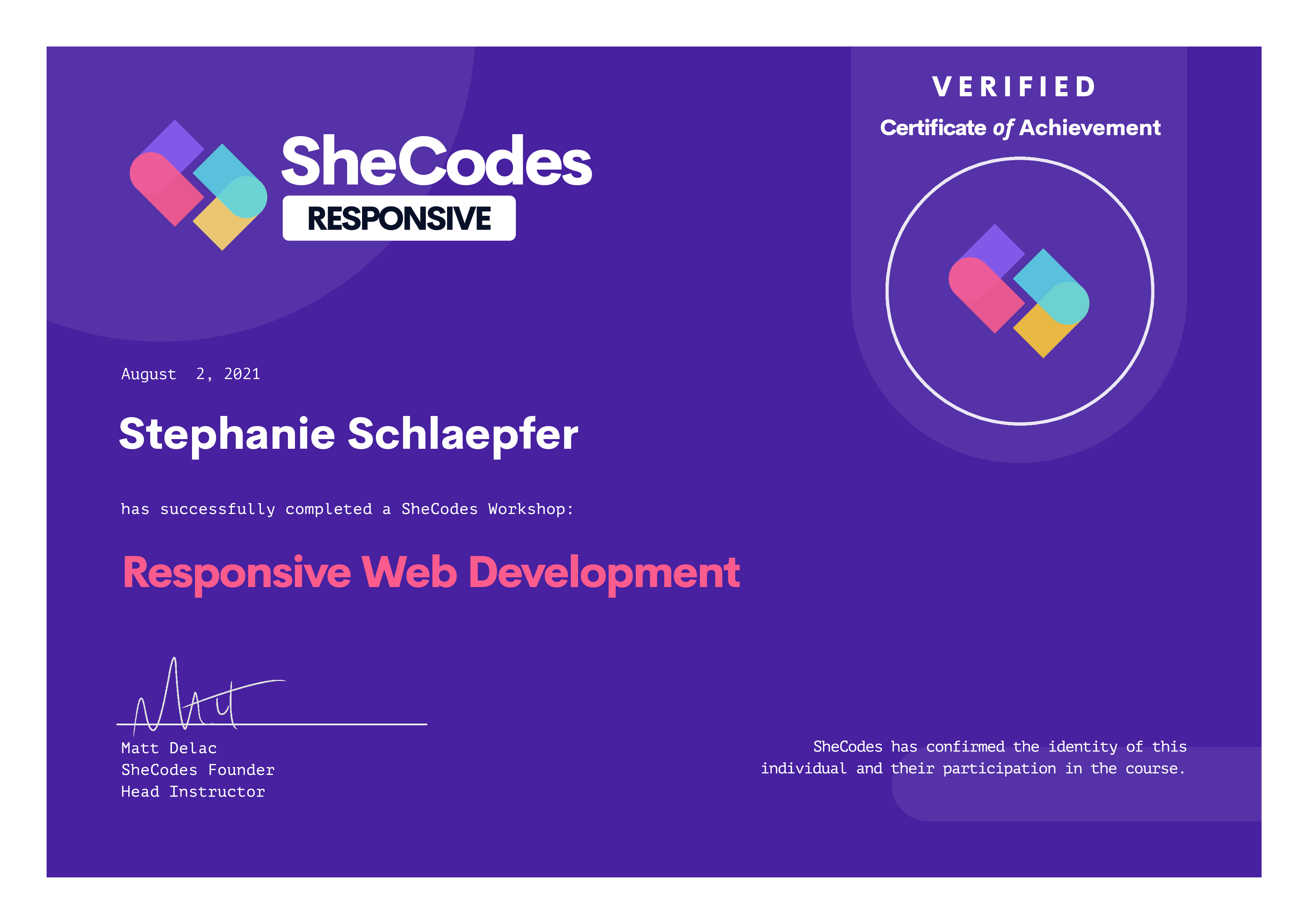 Certificate - Responsive Website Development