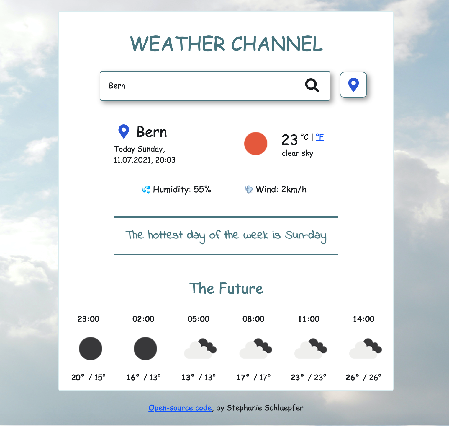 Landing page Weather App